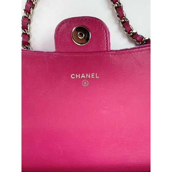 Chanel Velvet Quilted Timeless Fuchsia Wallet on a Chain Clutch Bag - Picture 5 of 16